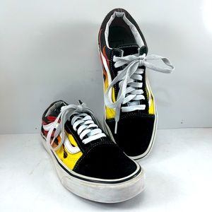 VANS Men' 7 Women' 8.5. Shoes Old Skool Flame Flames Red Yellow Black Skateboard